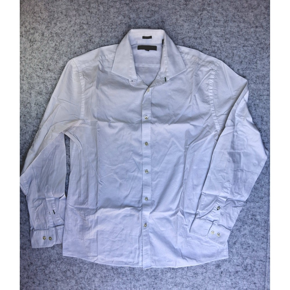 Tommy Hilfiger Shirt Men L 16.5 34/35 White Long Sleeve Button Slim Fit Cotton